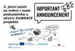 Objavljen 2. javni poziv za mikro i male poduzetnike u okviru EmBRACE projekta