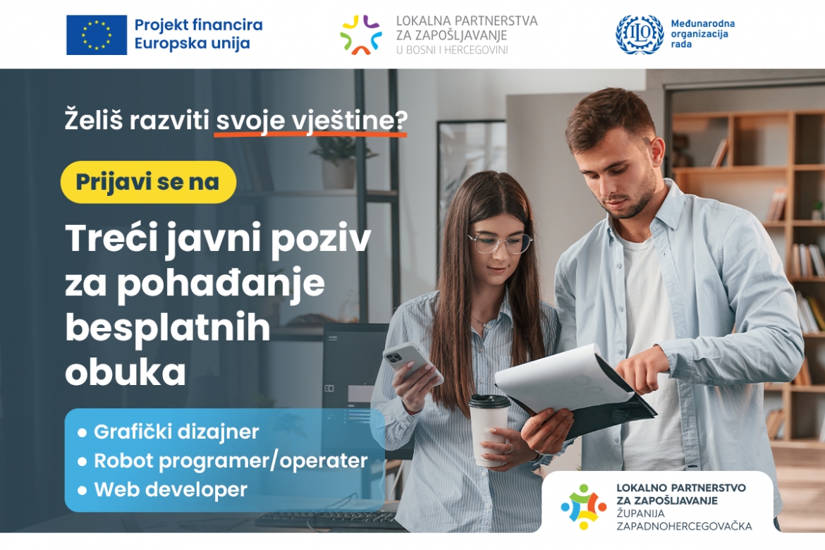 TREĆI JAVNI POZIV NEZAPOSLENIM OSOBAMA ZA POHAĐANJE OBUKA PO PROGRAMIMA OSPOSOBLJAVANJA